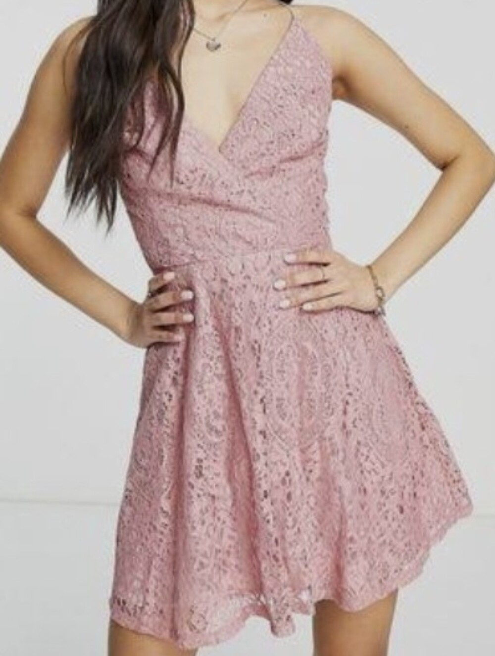 ASOS Design dusty pink lace mini dress